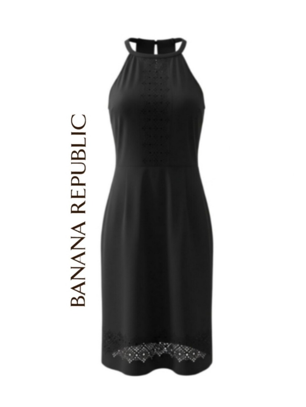 NWOT Banana Republic High Neck Deep Black Sleeveless Midi